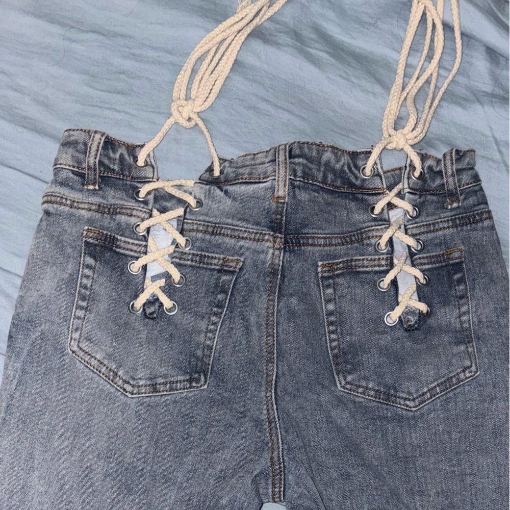 Lace-Up Denim Jeans - Picture 4 of 8